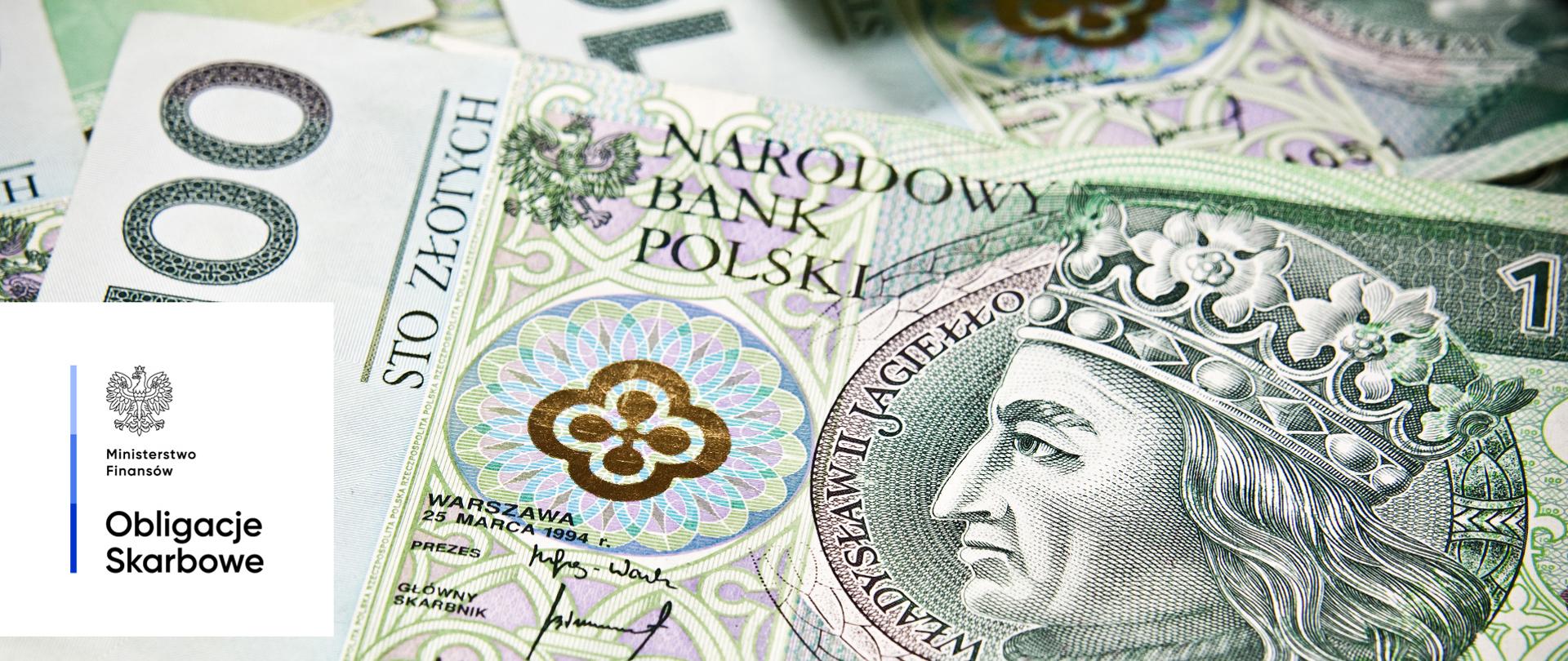 Banknot o nominale 100 złotych. Ministerstwo Finansów, Obligacje Skarbowe.