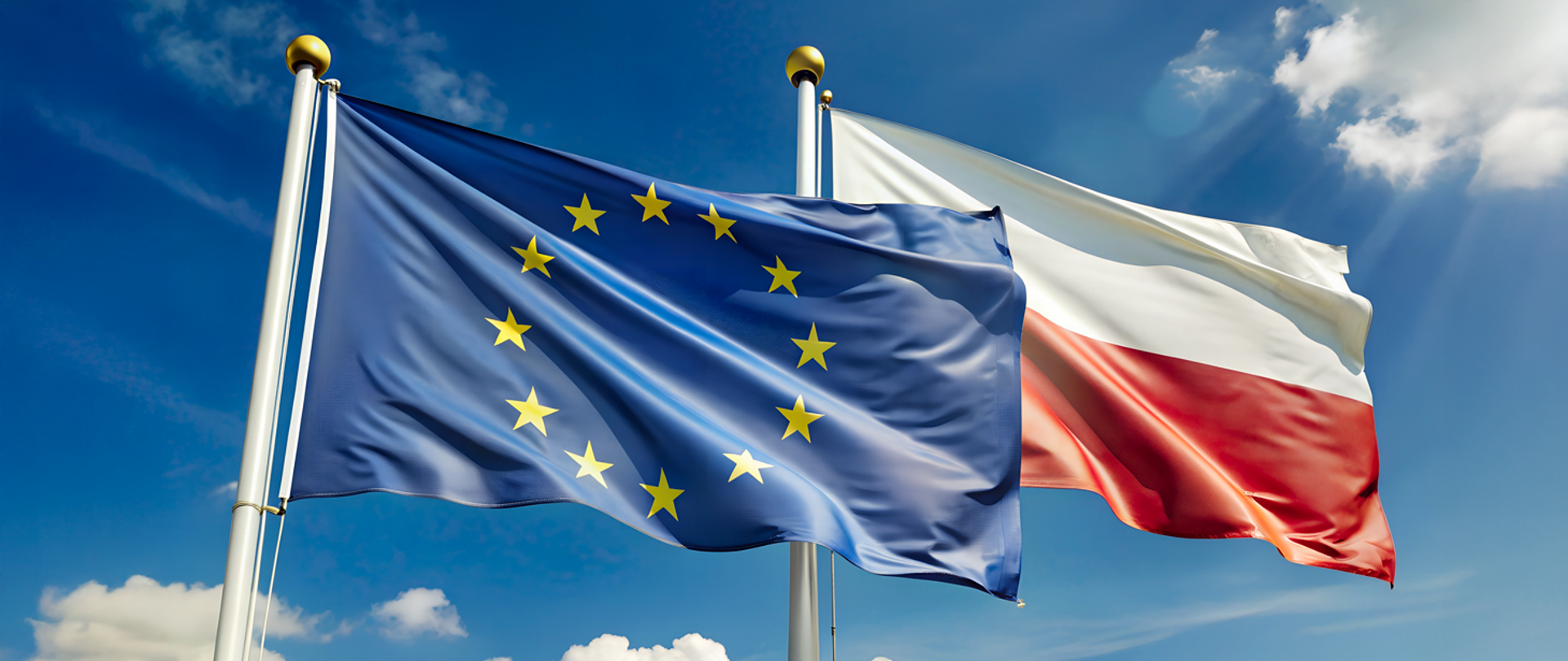 Flagi Polski i UE