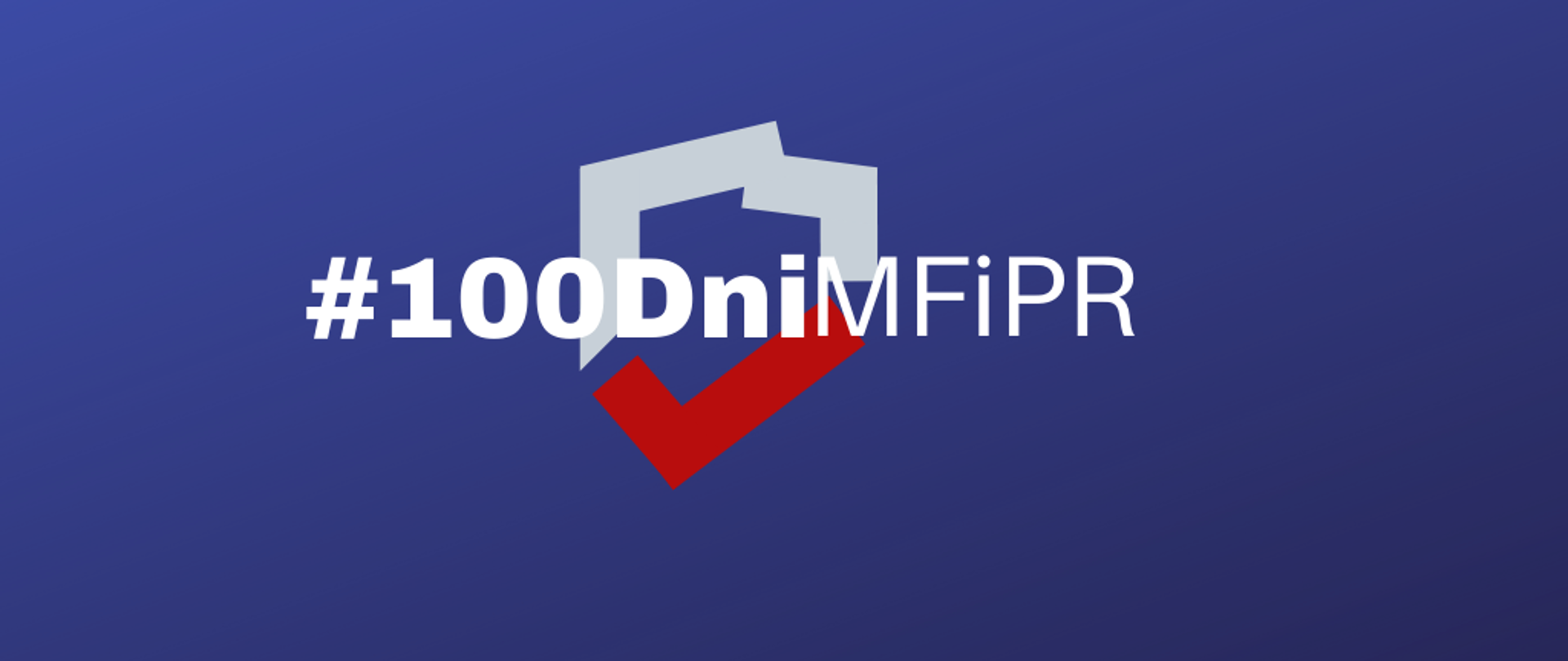 Grafika na granatowym tle biało-czerwone kontury Polski i napis #100dniMFiPR