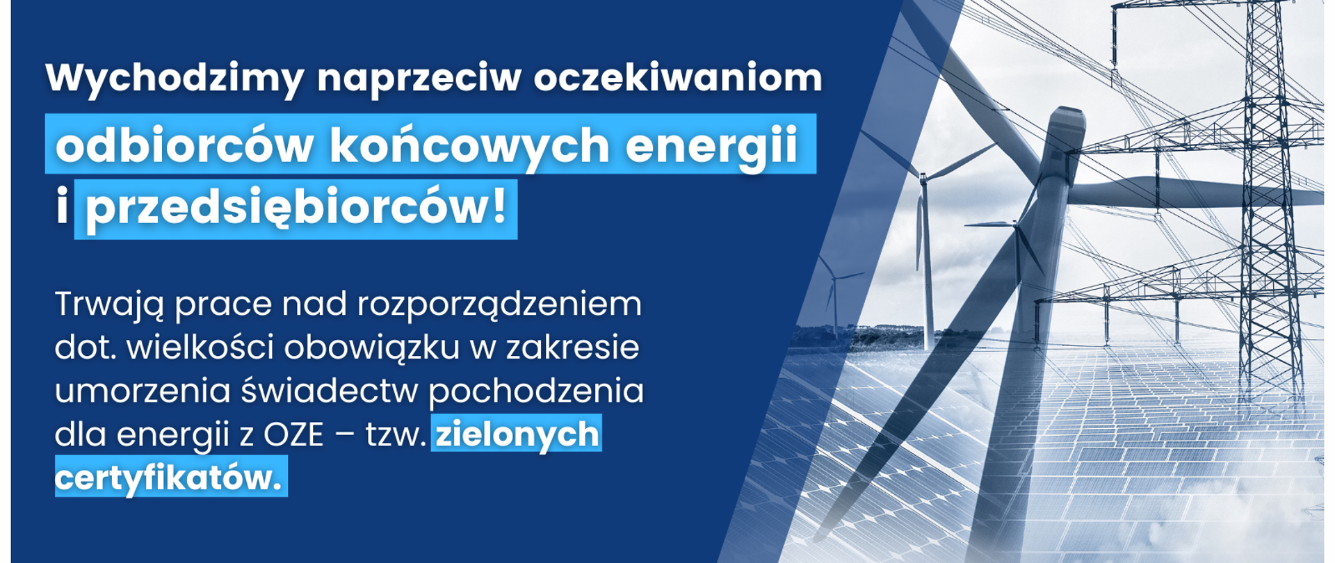 napis na grafice: wychodzimy naprzeciw oczekiwaniom odbiorców końcowych energii i przedsiębiorców