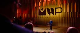 Premier Mateusz Morawiecki podczas wystąpienia z okazji uroczystości otwarcia Muzeum Historii Polski w Warszawie.