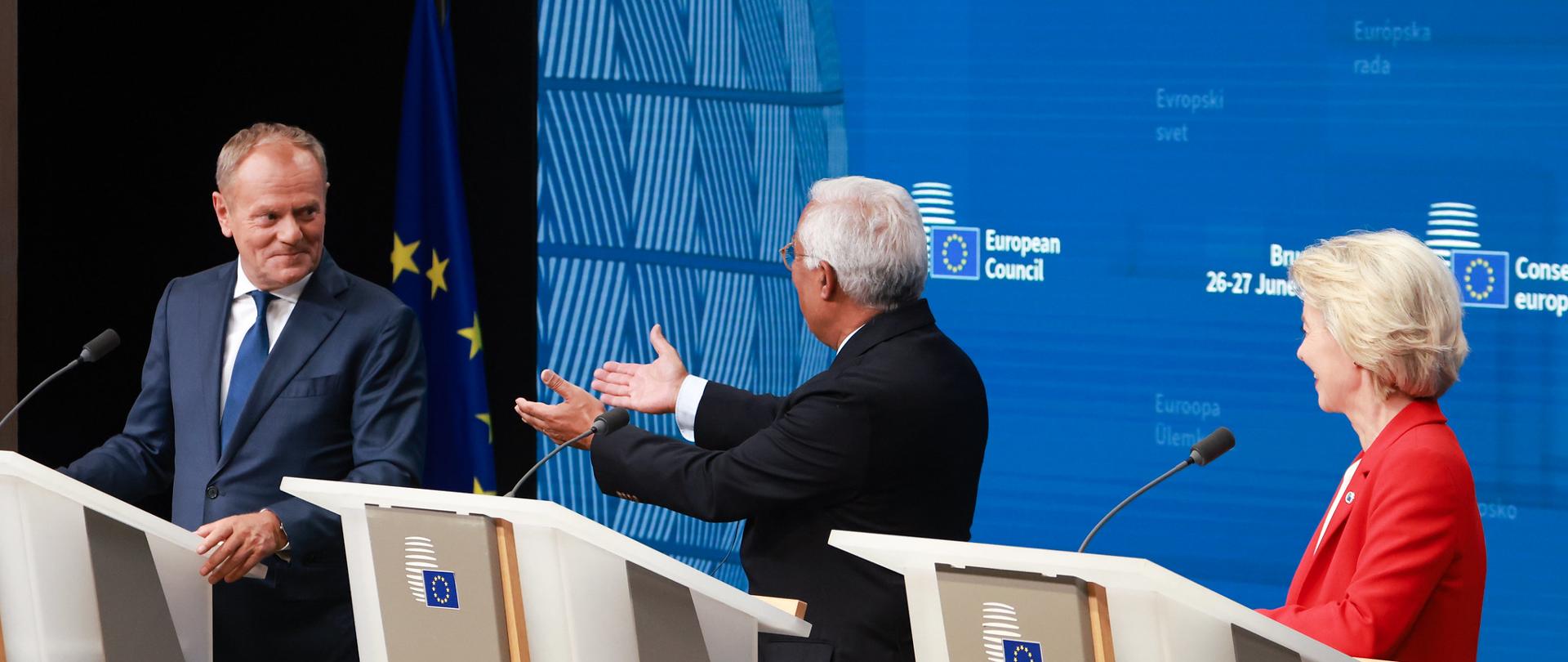 Spotkanie z mediami Premiera D. Tuska, Przewodniczącego Rady Europejskiej A. Costy i Przewodniczącej KE U. von der Leyen