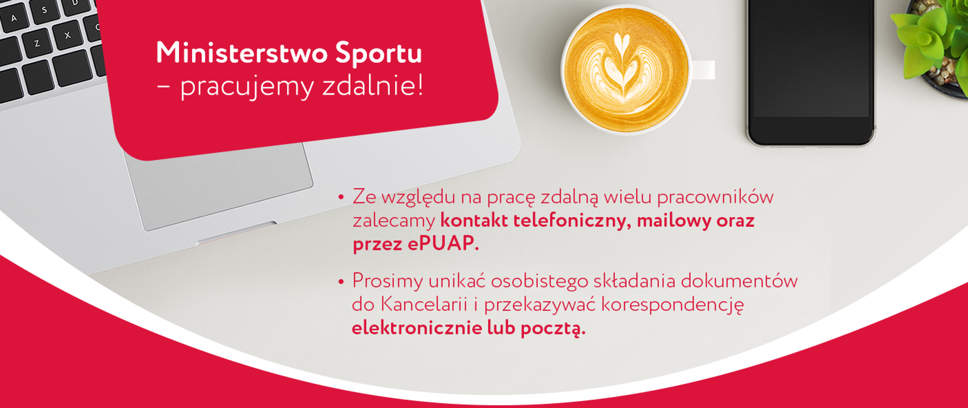 Praca zdalna grafika. Napis na grafice:
Ze względu na pracę zdalną wielu pracowników zalecamy kontakt telefoniczny, mailowy oraz przez ePUAP. Prosimy unikać osobistego składania dokuemtnów do kancelarii i przekazywać korespondencję elektronicznie lub pocztą. 