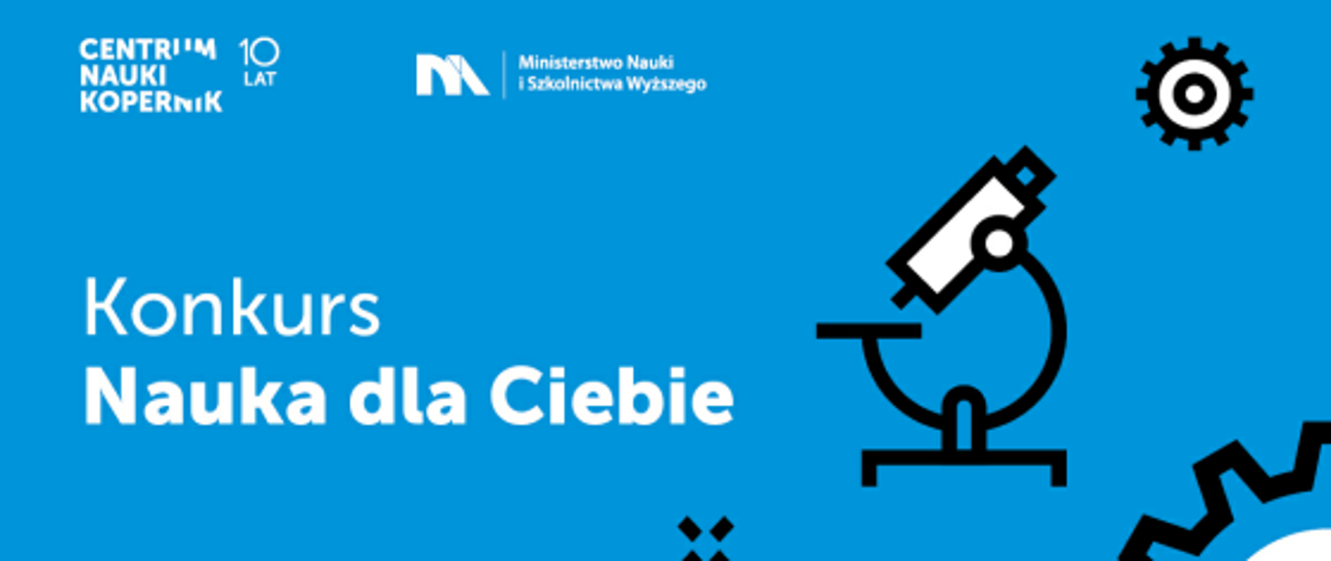 Grafika niebieskie tło z napisem Konkurs Nauka dla Ciebie.
