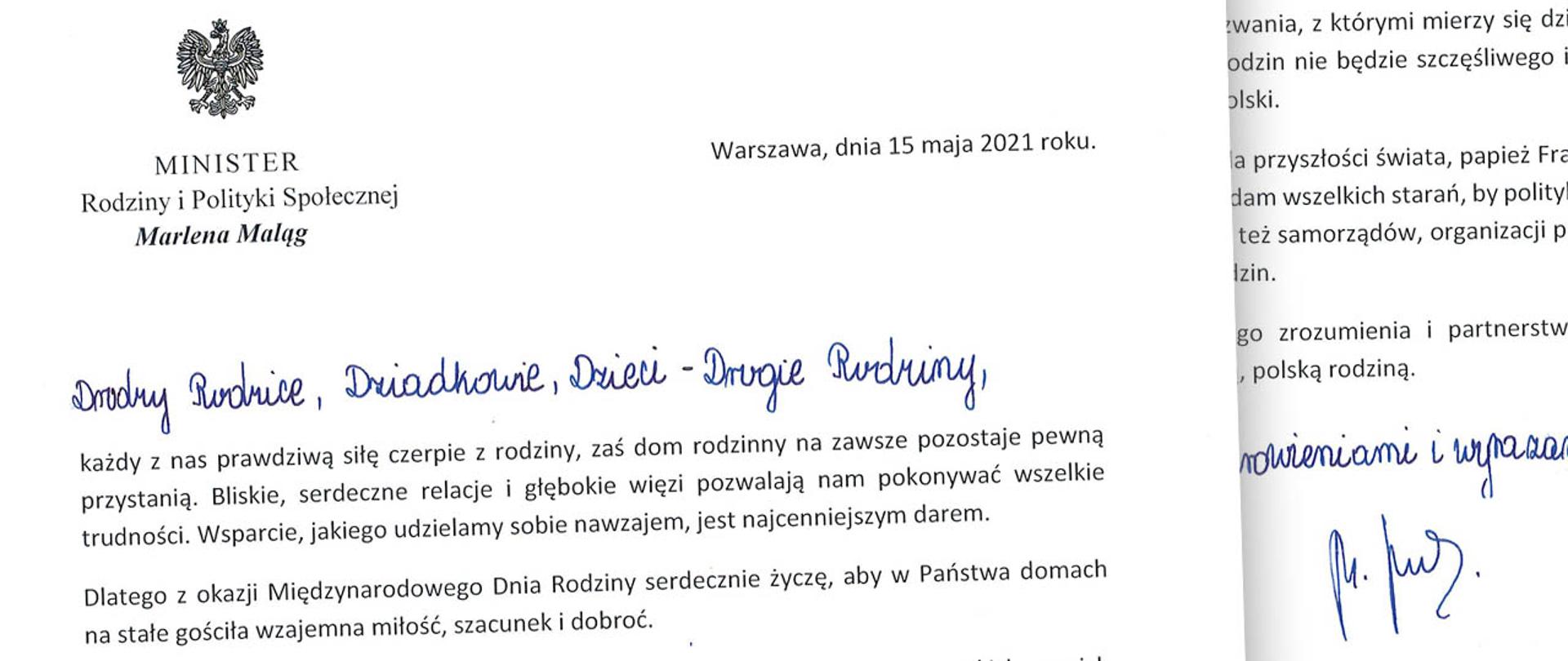 list mm dzien rodzin