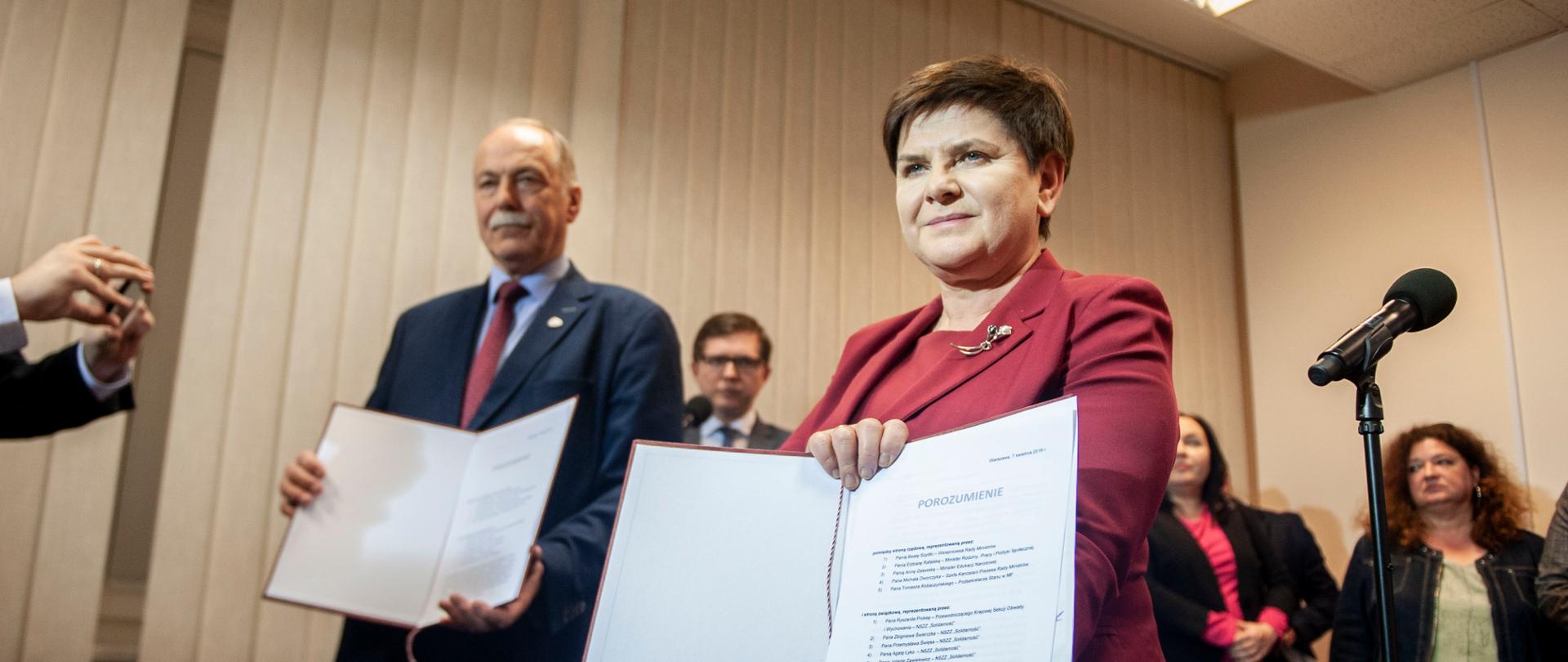 7 kwietnia 2019 zostało podpisane porozumienie między stroną rządową oraz przedstawicielami NSZZ Solidarność. 