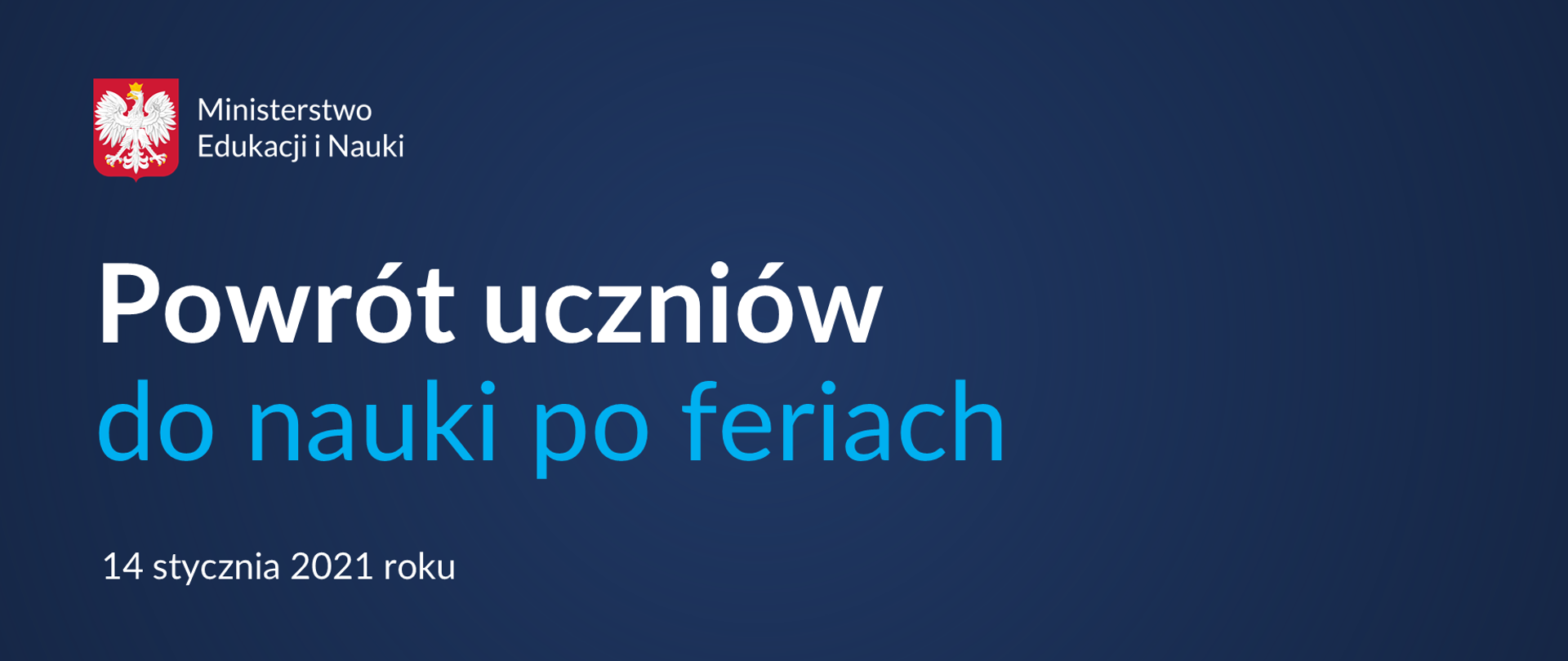 Grafika z tekstem "Powrót uczniów do nauki po feriach"