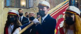 Premier Mateusz Morawiecki podczas środowiskowej inauguracji roku akademickiego 2021/2022 w oratorium marianum na Uniwersytecie Wrocławskim.