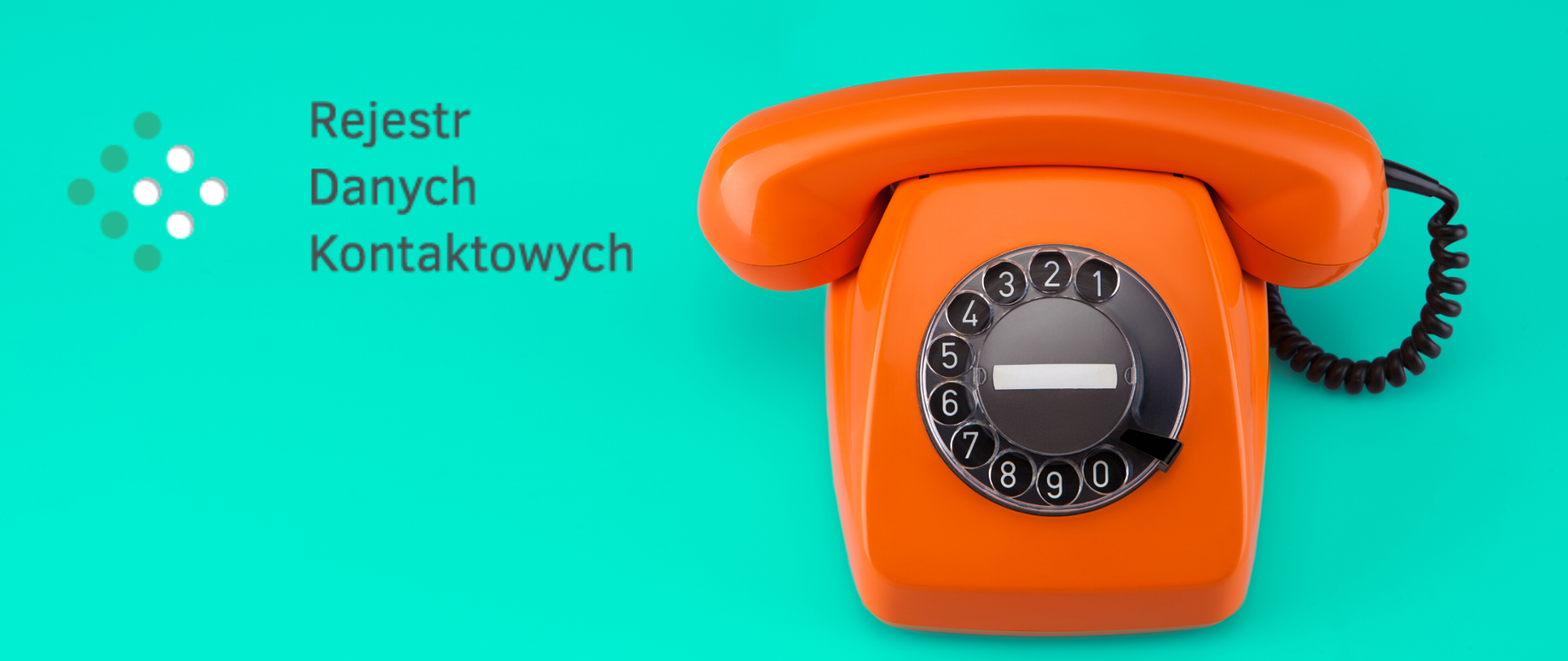 Telefon - stary model - oraz logo Rejestru Danych Kontaktowych